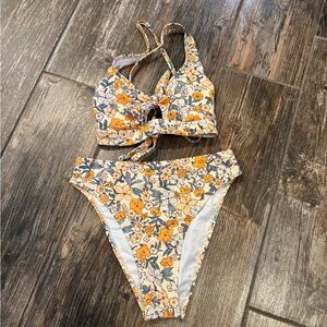 CupShe Floral Bikini Set with Yellow and Blue Accents
